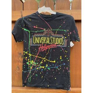 Universal Studios Hollywood Retro Logo Splatter Paint Crewneck Tshirt Small NEW
